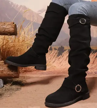 Botas altas mujer negras con hebilla