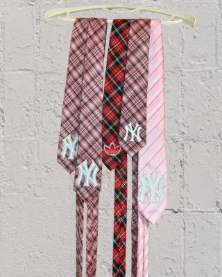 Corbata Rework Yankees Rosa y Roja