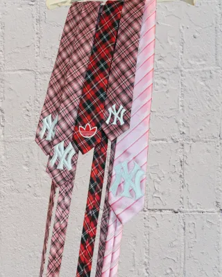 Corbata Rework Yankees Rosa y Roja