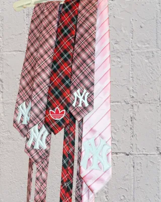 Corbata Rework Yankees Rosa y Roja