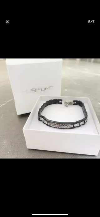 Pulsera Oro Diamantes Cerámica Negra