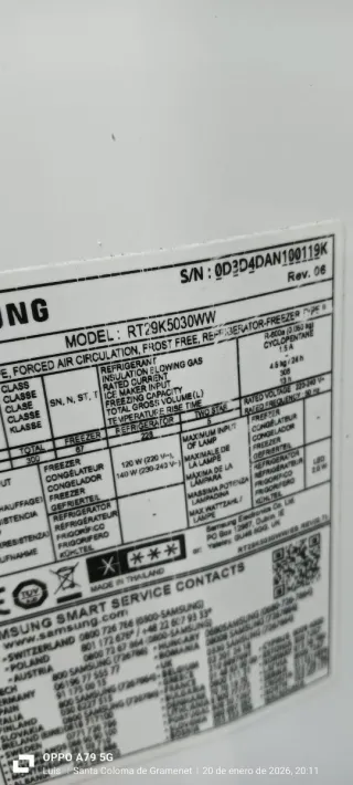 NEVERA SAMSUNG NO FROST ENERGÍA A+