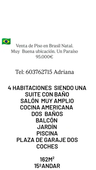 Venta de Piso en Brasil Natal