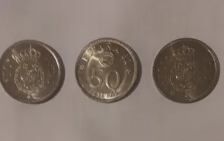Lote 3 monedas 50 pesetas SC 75, 80, 82