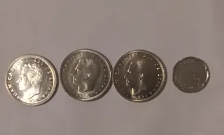 Lote 4 monedas 50 Pesetas SC años 75,80,82 y 92
