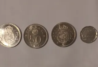 Lote 4 monedas 50 Pesetas SC años 75,80,82 y 92