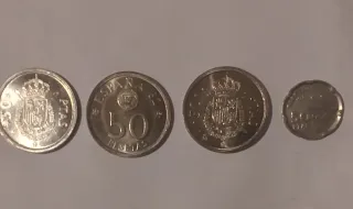 Lote 4 monedas 50 Pesetas SC años 75,80,82 y 92