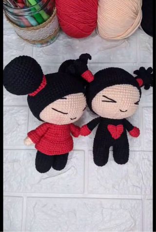 Muñecos Pucca y Garu crochet