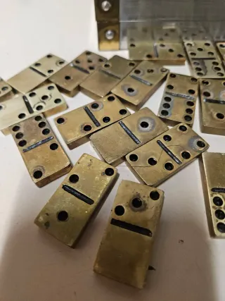 Juego Dominó Latón Antiguo