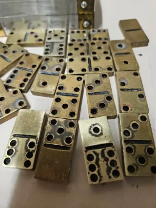 Juego Dominó Latón Antiguo