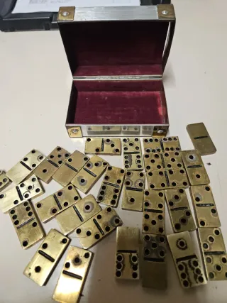 Juego Dominó Latón Antiguo
