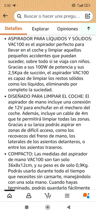 Casals VAC-100 - Aspirador para Coche, 100W