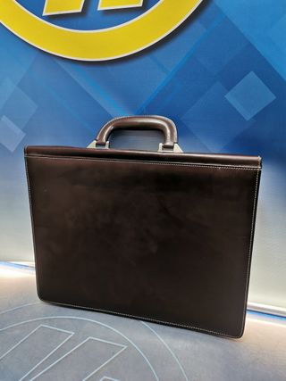 maletín marrón, polipiel   41x33x7 cm