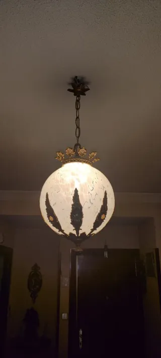 Lámpara colgante cristal y oro