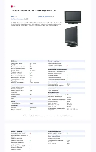 Televisor LG LCD 42 Pulgadas,  Muy Buen Estado