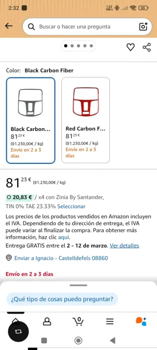 Marco Panel Luz Techo Hyundai Fibra Carbono