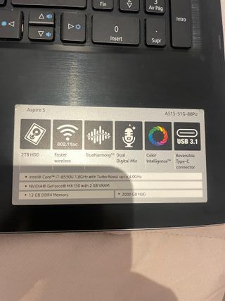 Portátil Acer Aspire 5 i7-Full HD-12 Gb RAM