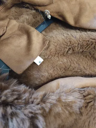 Abrigo antelina y pelo marrón Talla XL