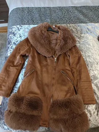 Abrigo antelina y pelo marrón Talla XL