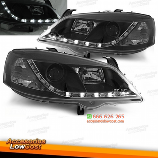FAROS OPEL ASTRA G 94-97 LUZ DIURNA LED FONDO NEG