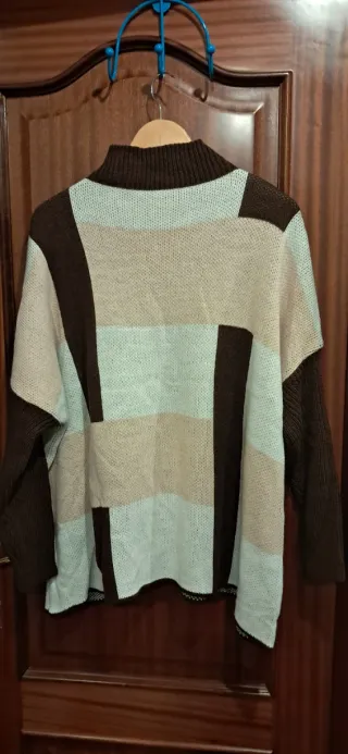 Jersey mujer cuello alto bloques color