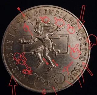 25 Pesos México 1968 ERROR PLATA Doubled-Die y LEN