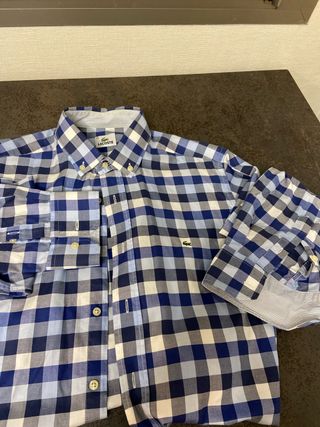 Camisa Lacoste Cuadros Azul y Blanco