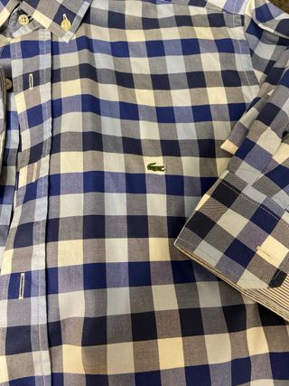Camisa Lacoste Cuadros Azul y Blanco