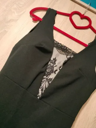 Vestido negro sexy encaje asimétrico