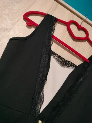 Vestido negro sexy encaje asimétrico