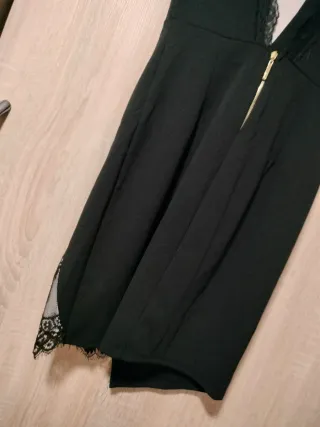 Vestido negro sexy encaje asimétrico