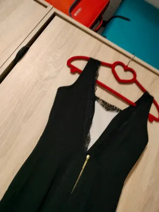 Vestido negro sexy encaje asimétrico