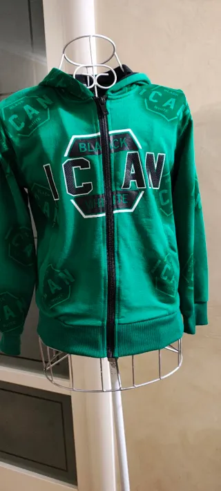 Felpa con cappuccio verde bimbo