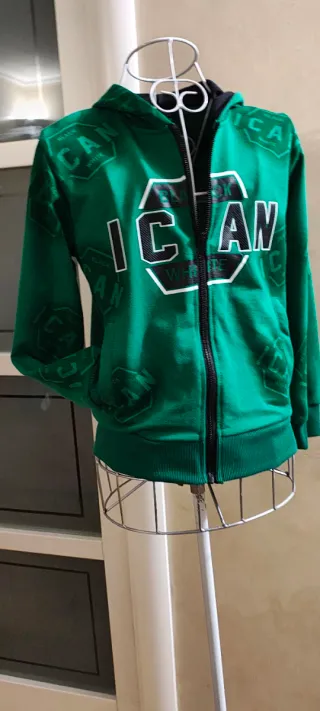 Felpa con cappuccio verde bimbo