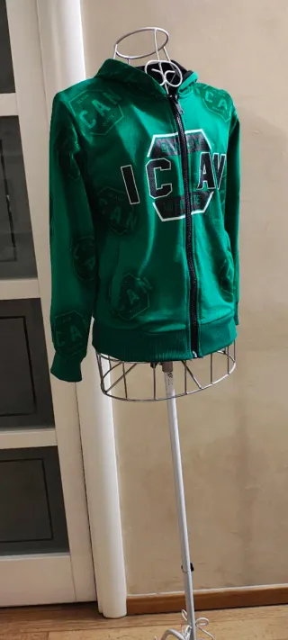 Felpa con cappuccio verde bimbo