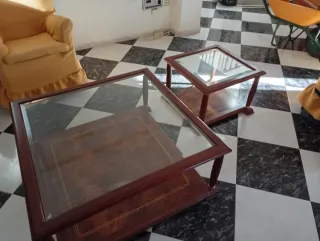 Mesas de centro de comedor madera y cristal