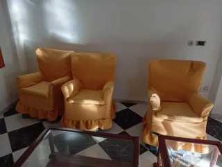 3 Sillones de tela amarillos