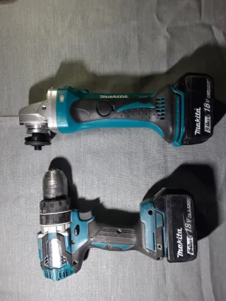Makita Taladro y Amoladora + Cargador