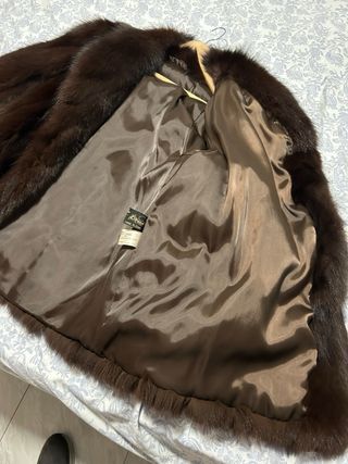 Abrigo de piel auténtico mujer marrón