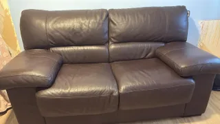 Sofá 2 plazas piel marrón