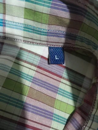 Camisa Caramelo Talla L Cuadros Multicolor