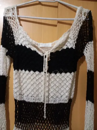 Jersey Ganchillo Perle Calado Rayas