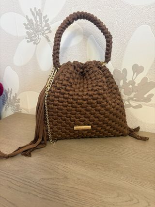 Borsa sacchetto uncinetto marrone