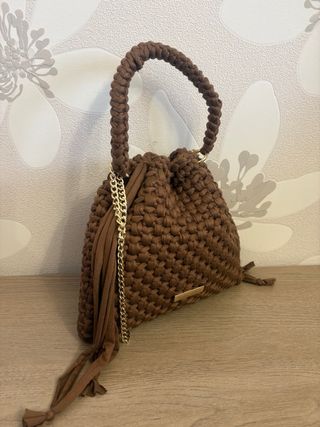 Borsa sacchetto uncinetto marrone