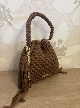 Borsa sacchetto uncinetto marrone