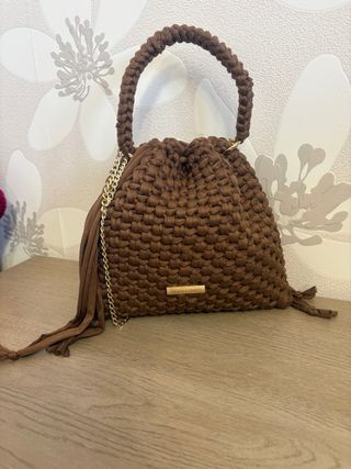 Borsa sacchetto uncinetto marrone