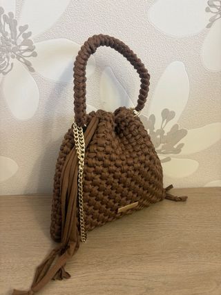 Borsa sacchetto uncinetto marrone