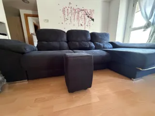 Sofá chaise longue negro automático