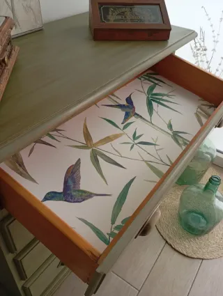 Cajonera de madera maciza verde oliva