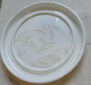 Quesera cerámica amarillo, naranja  y blanco